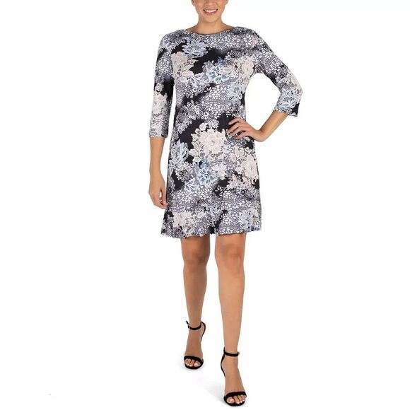 Sandra Darren Dresses & Skirts - Sandra Darren 3/4 Sleeve ITY Puff Shift Dress Flounce Skirt - Womens size 10 NEW